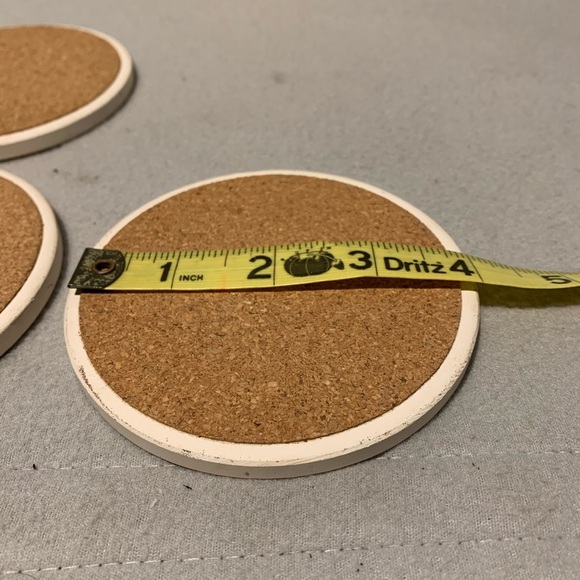 Set of 4 Fruit pattern ceramic cork bottom round coaster - Picture 2 of 4